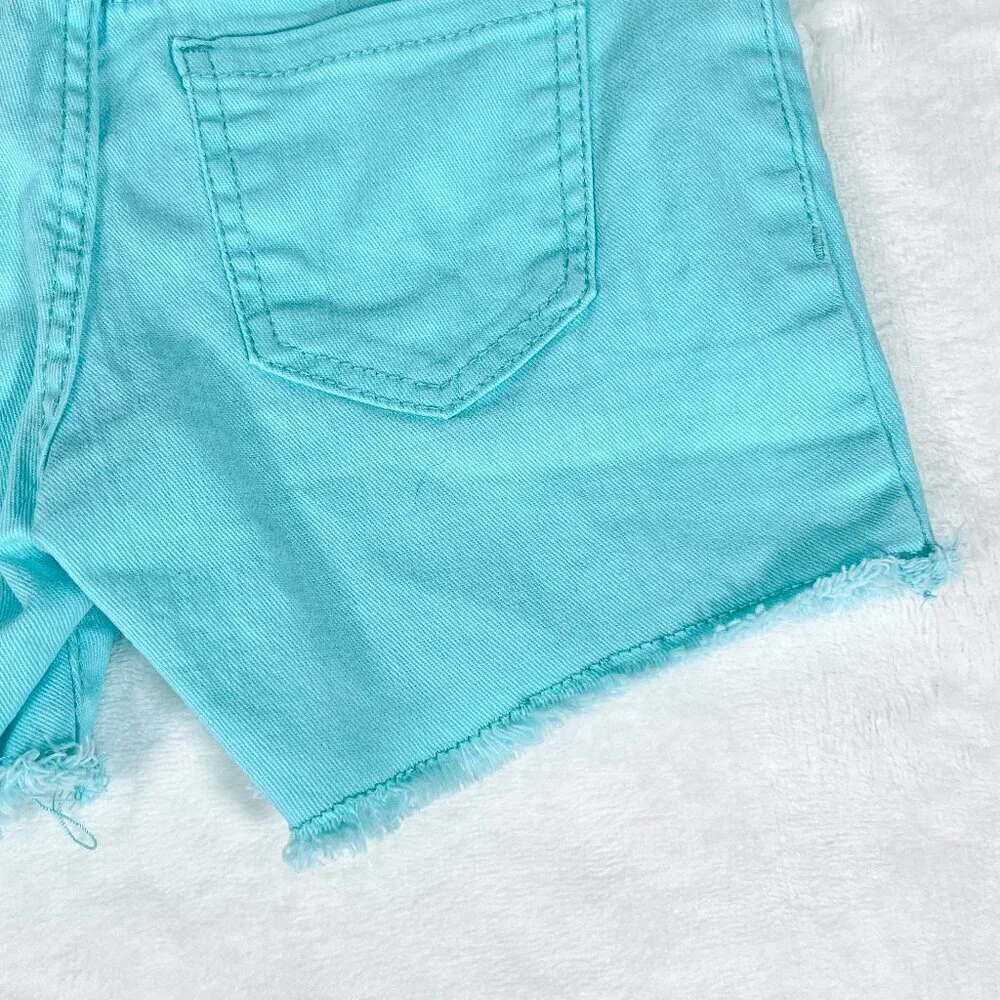 OshKosh B'Gosh Denim Style Shorts | Toddler Girls | 4T | Aqua | Distressed